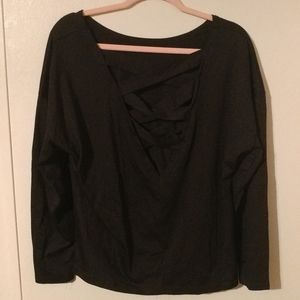Black  Criss-cross V Neck long sleeve blouse